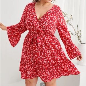 Shein Ditsy floral print belted dress